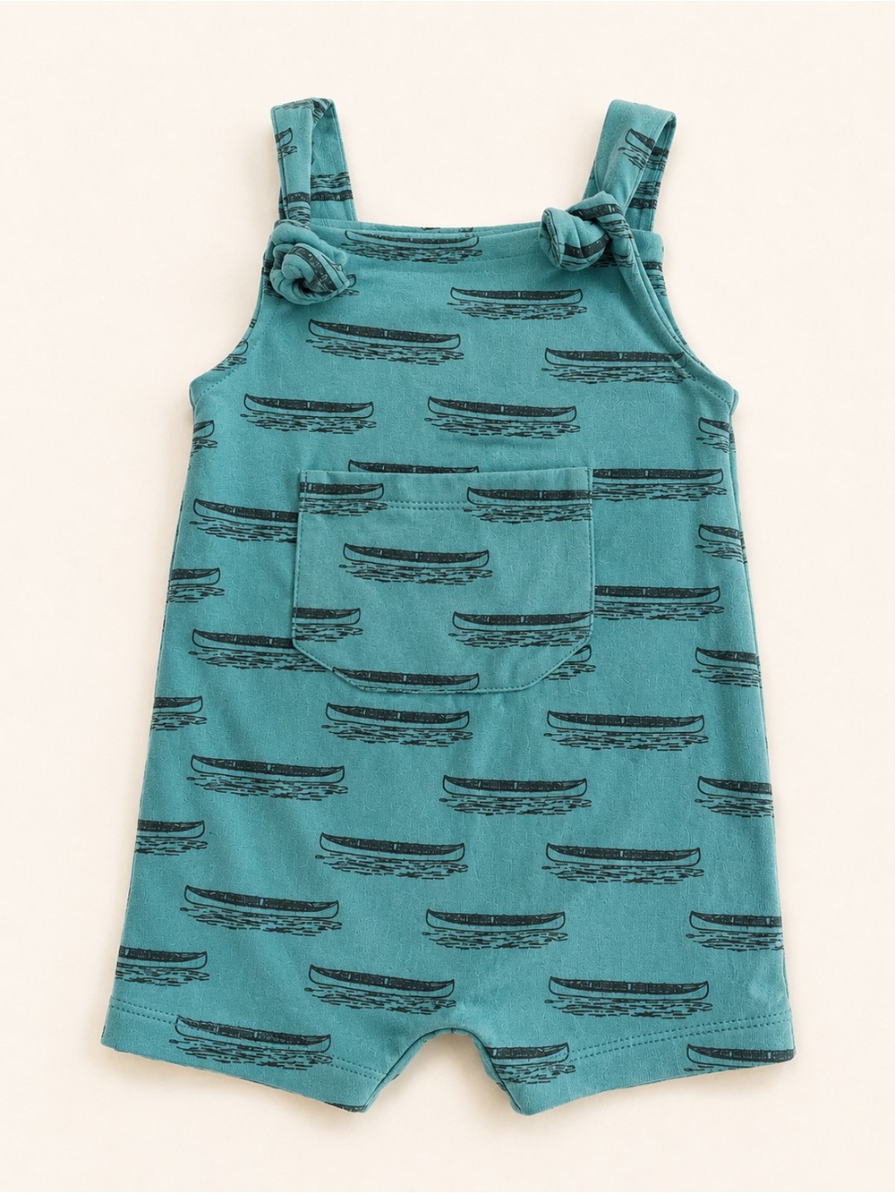 kate quinn Teal Canoe-Stripe Baby Romper